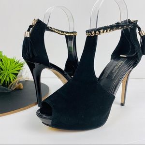 WHBM Peep Toe Platform Stiletto Chain Ankle 7